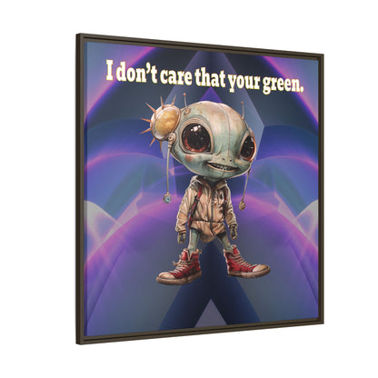 I don't care that your green - framed canvas art (grey-pink wave)