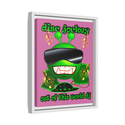 disc jockey - framed canvas art (light pink)