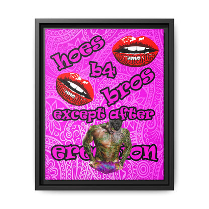 hoes b4 bros - framed canvas art (pink swirl)