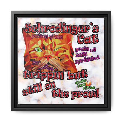 schrodinger's cat - framed canvas art (white marble)