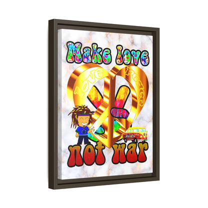 love peace - framed canvas art (white marble)