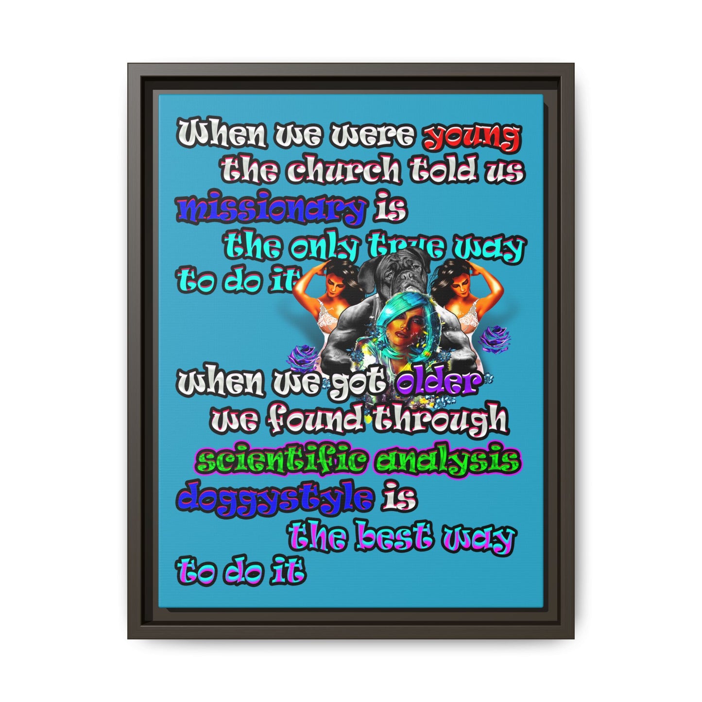 doggystyle - framed canvas art (turquoise)