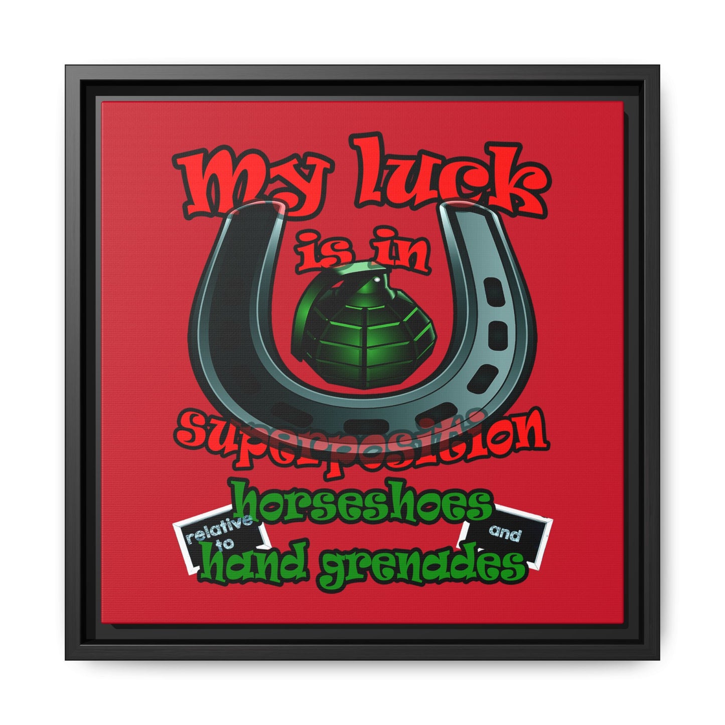 my luck - framed canvas art (dark red)