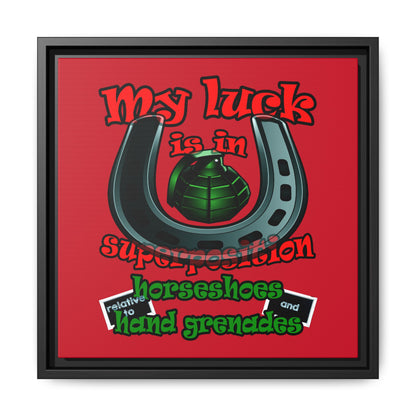 my luck - framed canvas art (dark red)