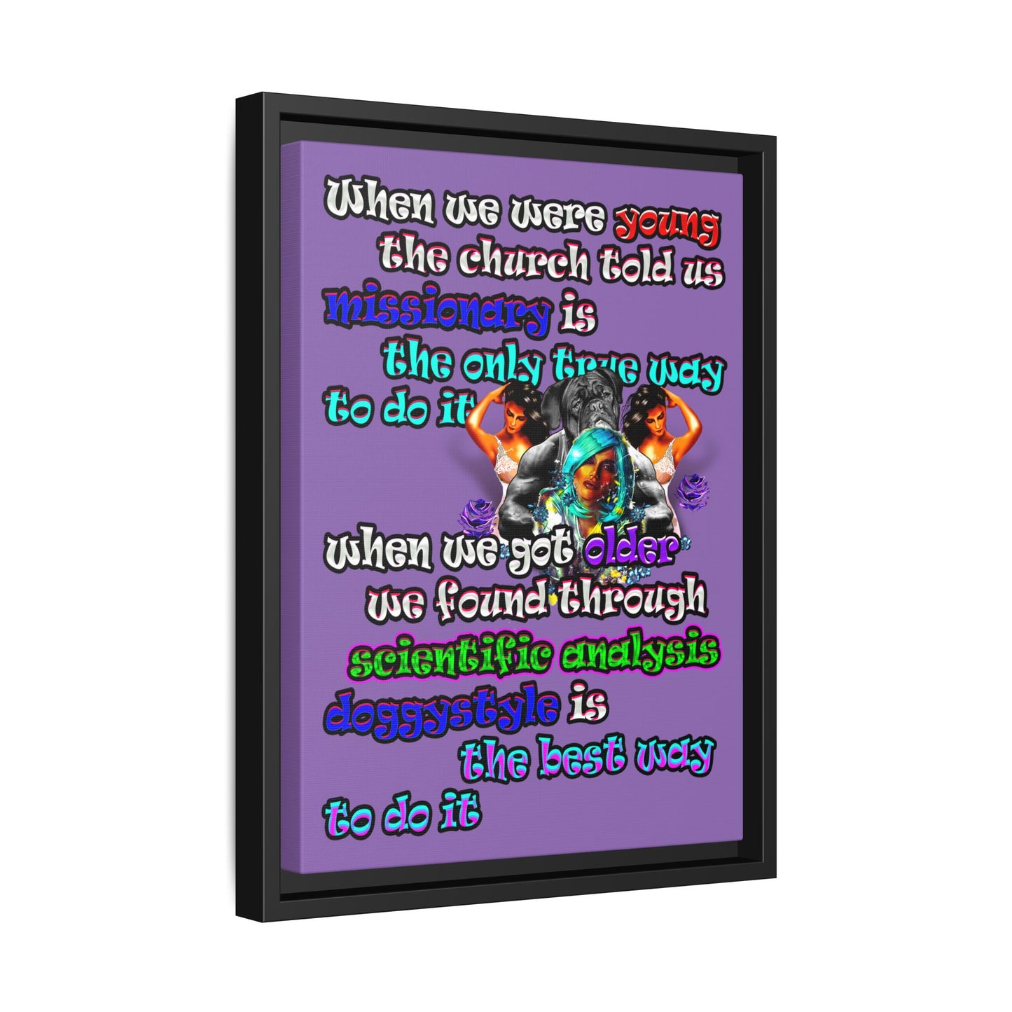 doggystyle - framed canvas art (light purple)