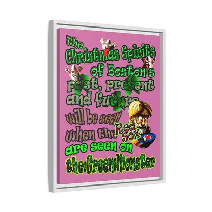 christmas spirits of boston - framed canvas art (light pink)