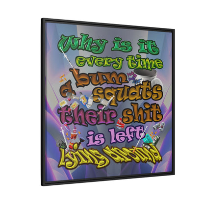 the bum's shit - framed canvas art (grey-pink wave)