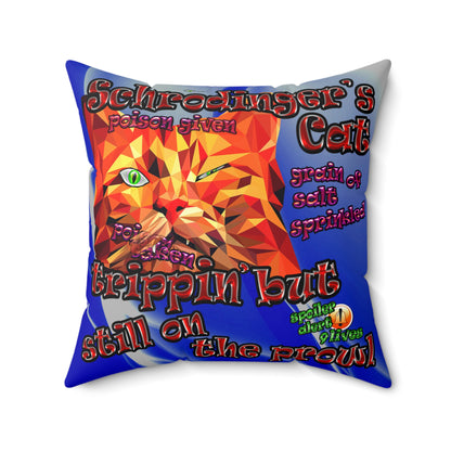 schrodinger's cat - Spun Polyester Square Pillow - (blue-white wave)