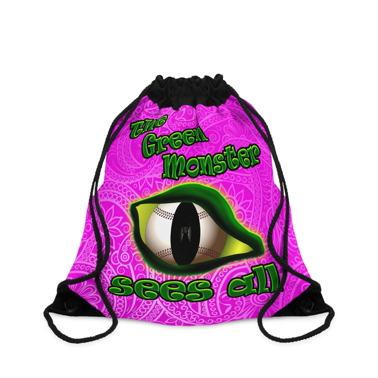 green monster - Drawstring Bag (pink swirl)