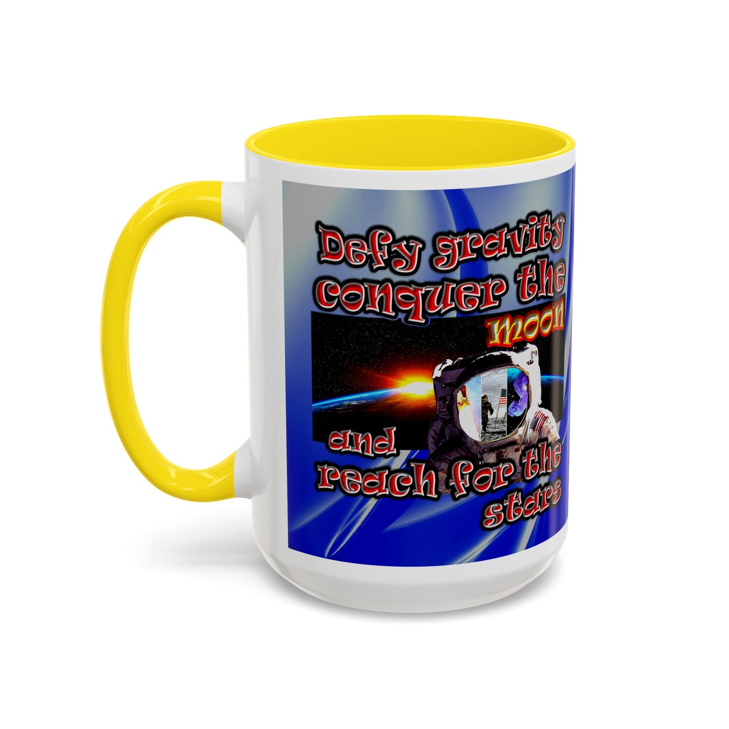 defy conquer reach - Accent Mug (blue-white wave)