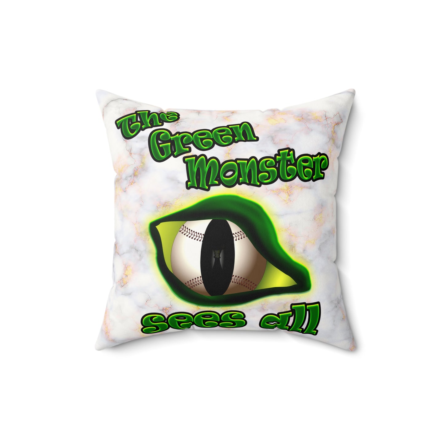 green monster - Faux Suede Square Pillow - (white marble)