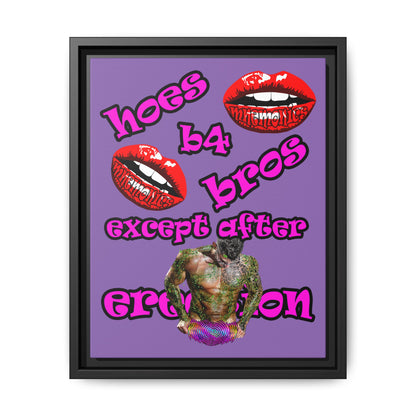 hoes b4 bros - framed canvas art (light purple)