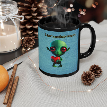 I don't care that your grey - Black Mug (faded blue)