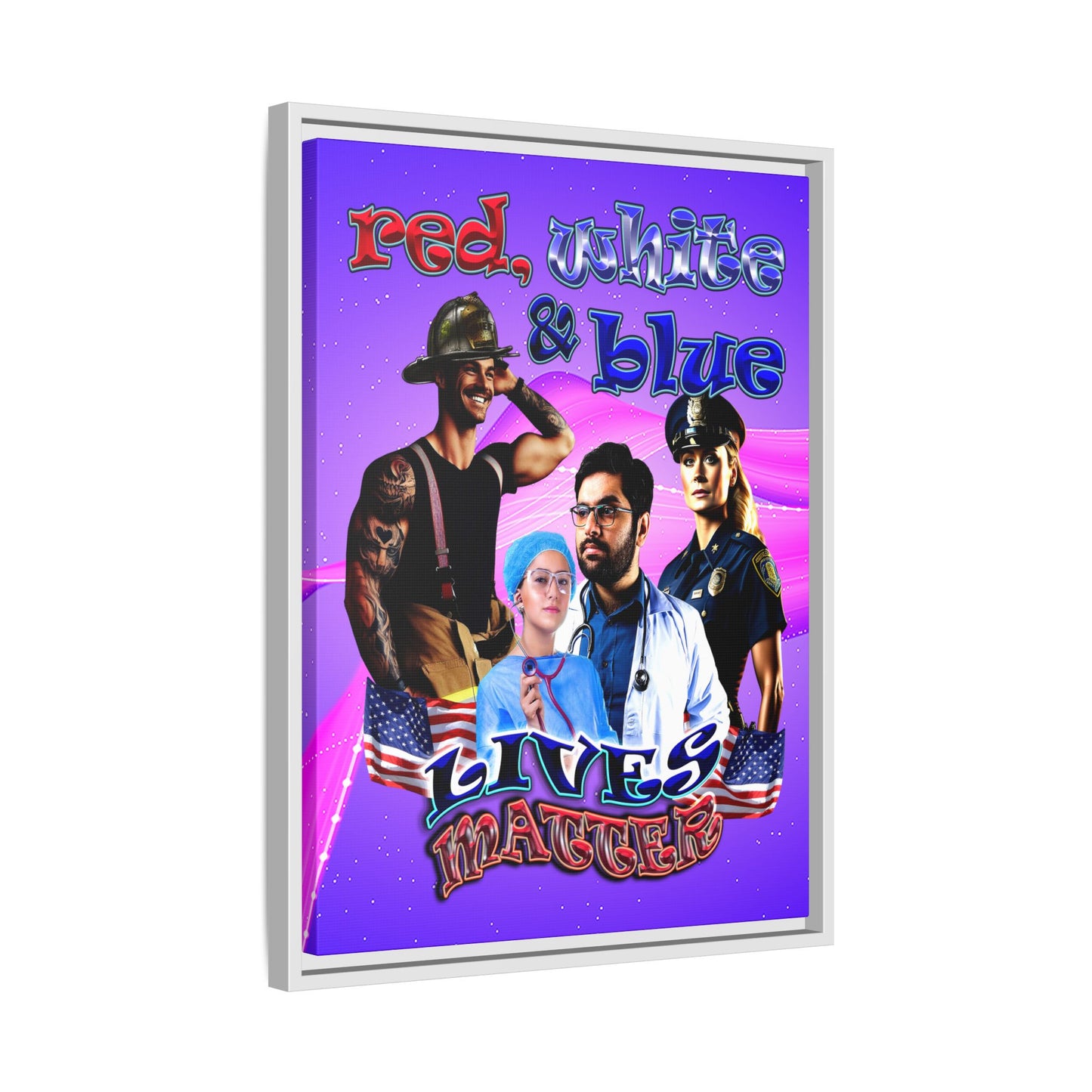 rw&b lives matter - framed canvas art (purple-pink wave)