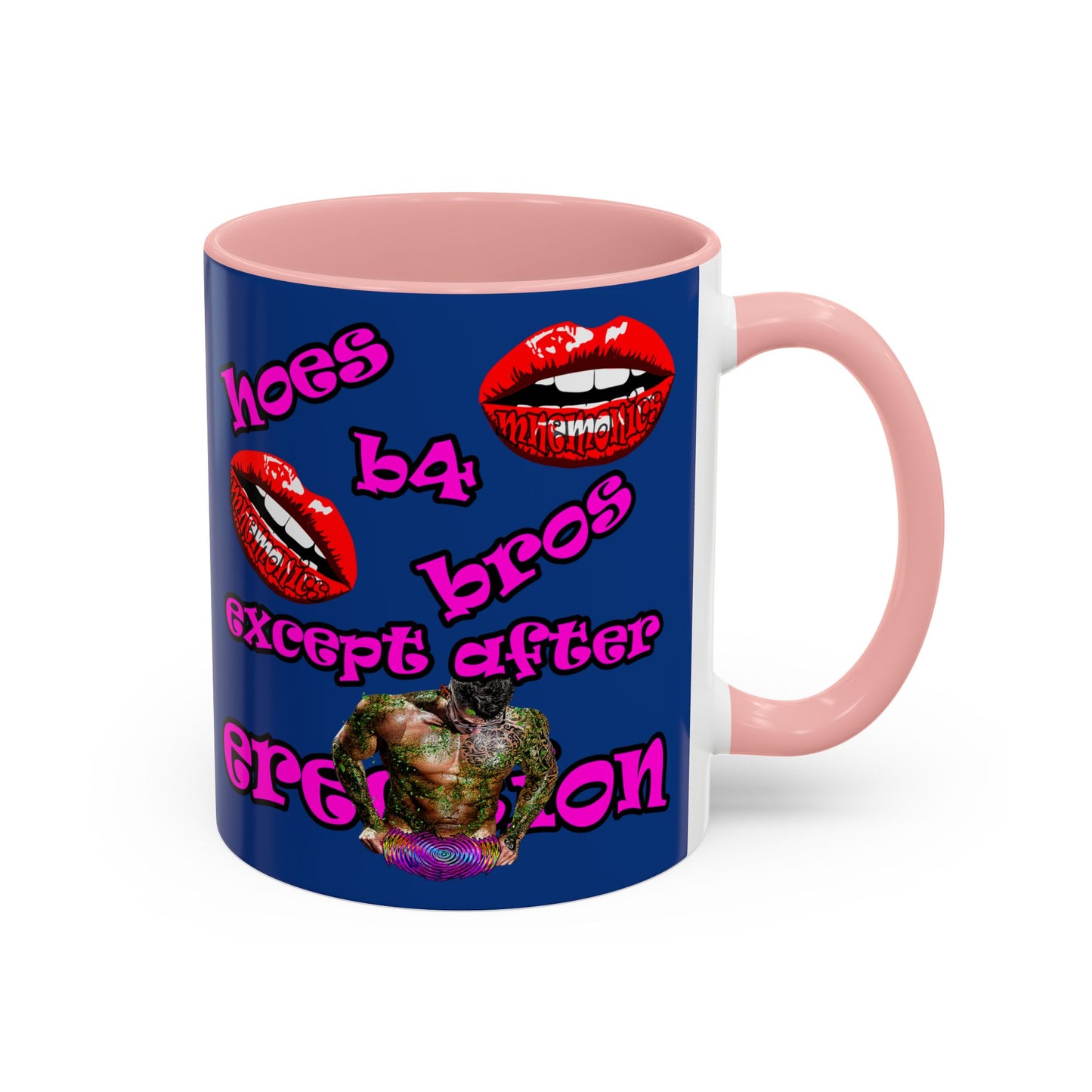 hoes b4 bros - Accent Mug (dark blue)