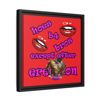 hoes b4 bros - framed canvas art (red)