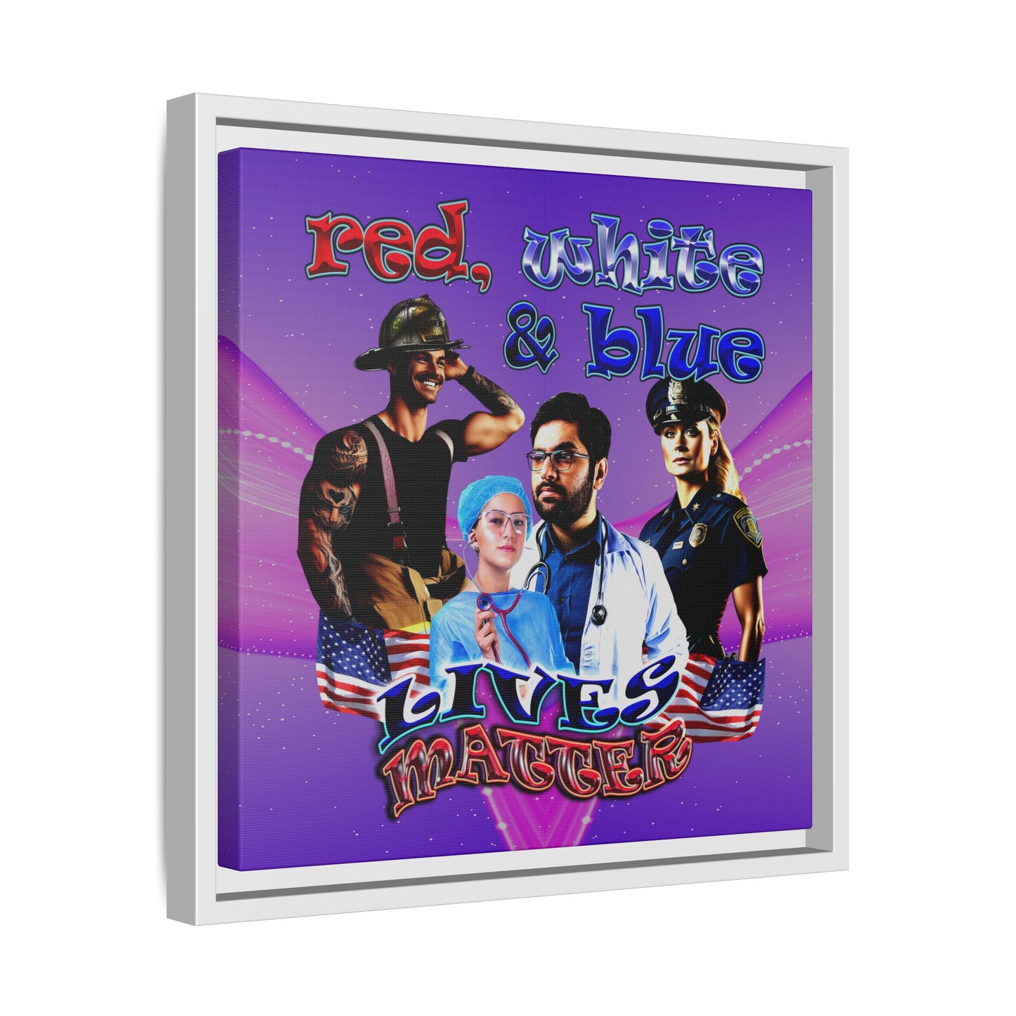 rw&b lives matter - framed canvas art (purple-pink wave)