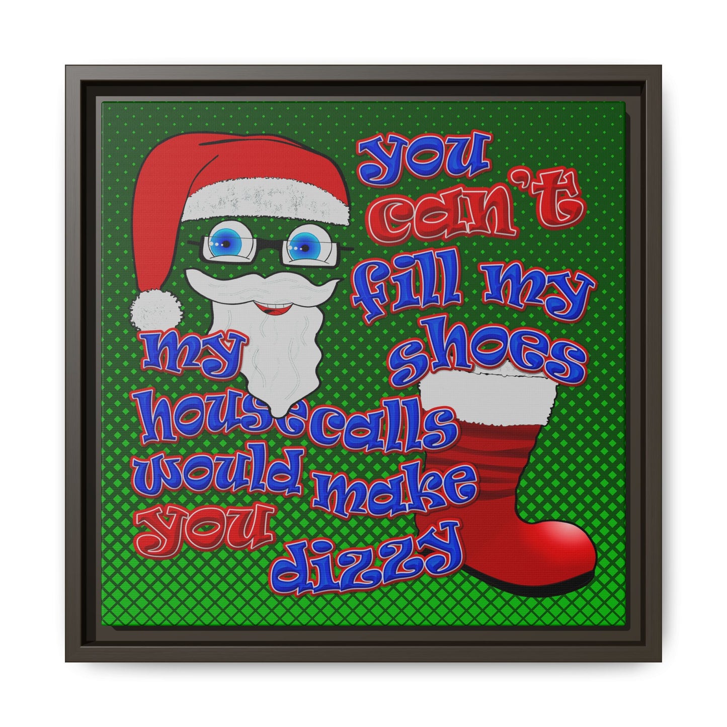 santa's shoes - framed canvas art (logo green)