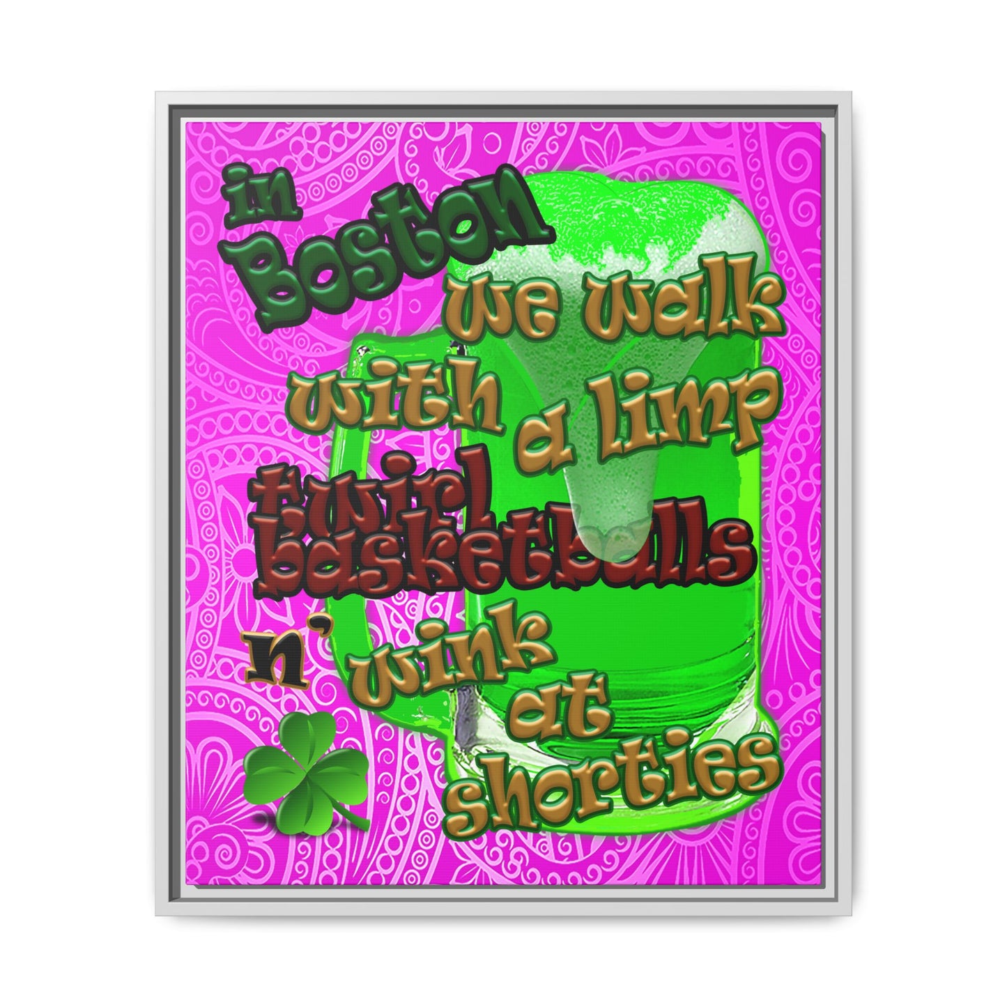 celtics logo - framed canvas art (pink swirl)