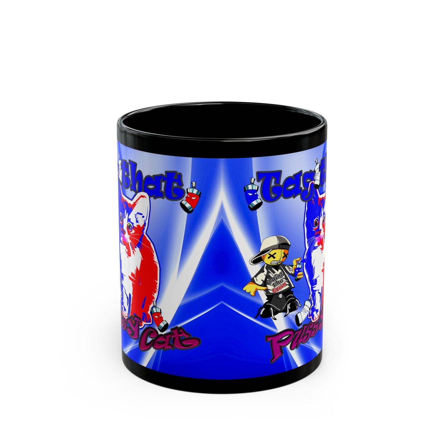 tag that - Black Mug (blue-white wave)