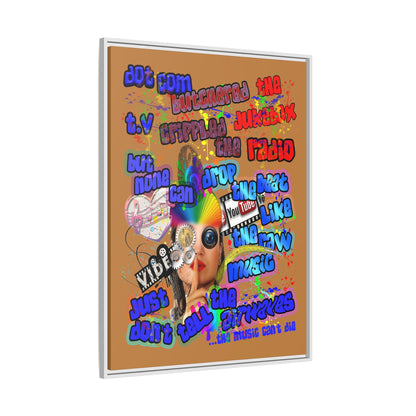 drop the beat - framed canvas art (light brown)