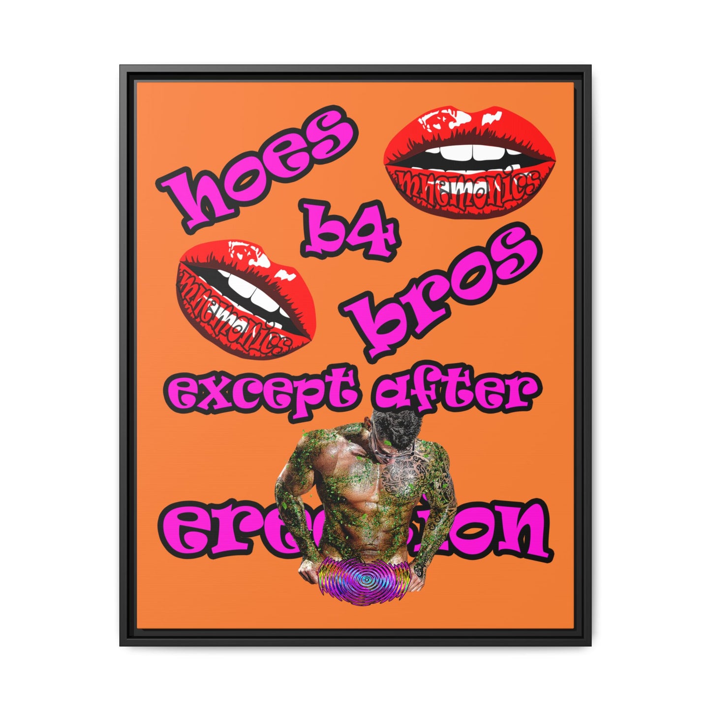 hoes b4 bros - framed canvas art (crusta)