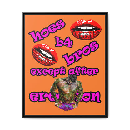 hoes b4 bros - framed canvas art (crusta)
