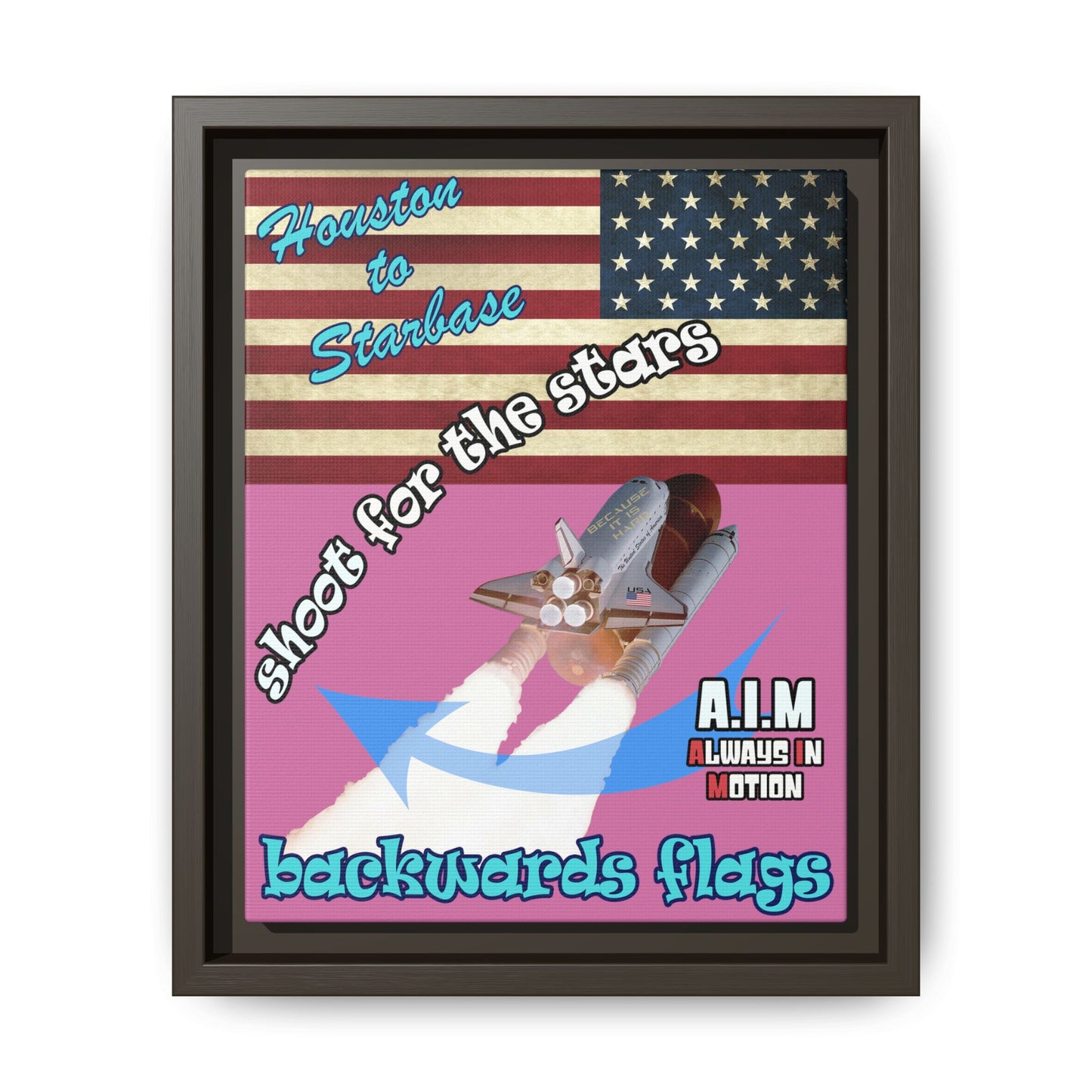 shoot for the stars - framed canvas art (light pink)