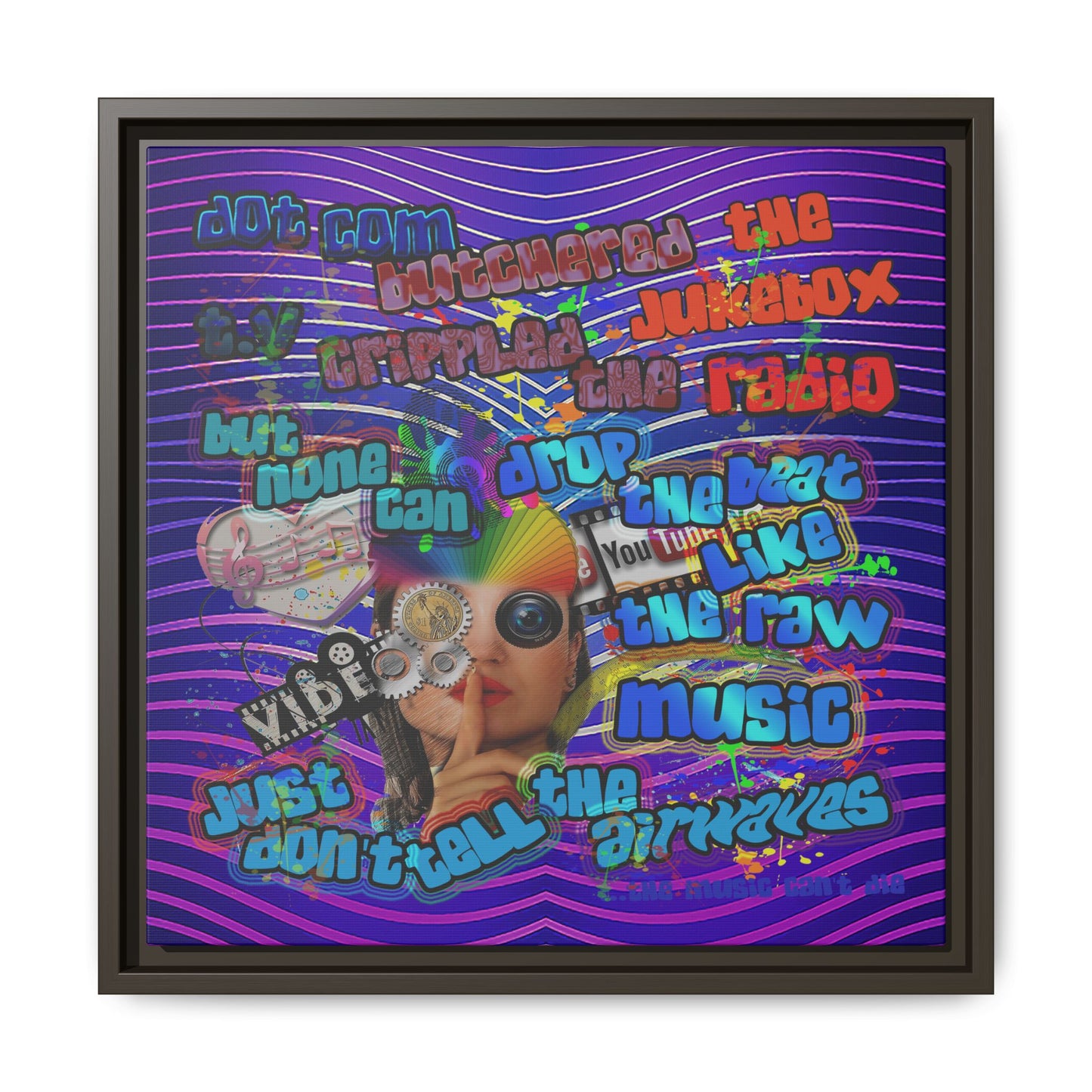 drop the beat - framed canvas art (purple wave)