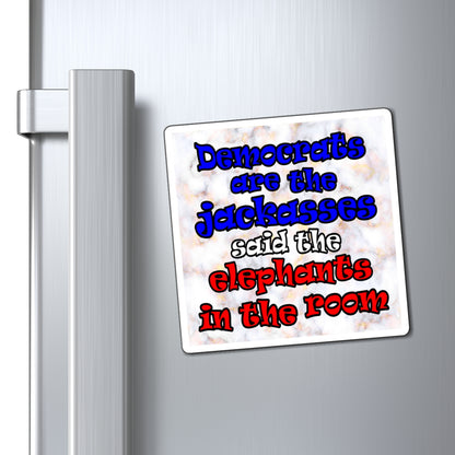 donkeys and elephants - Magnets - (white marble)