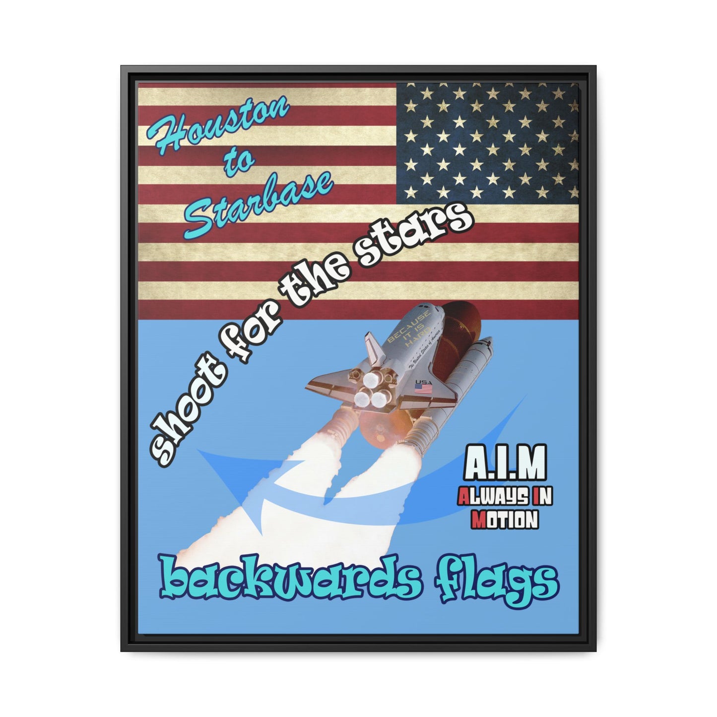 shoot for the stars - framed canvas art (light blue)