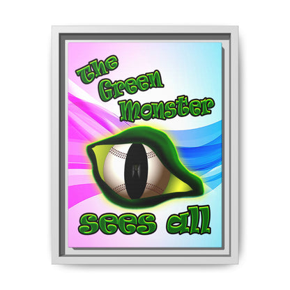 green monster - framed canvas art (light blue-pink wave)