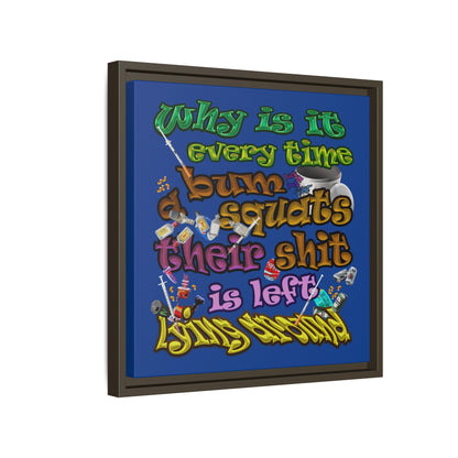 the bum's shit - framed canvas art (dark blue)