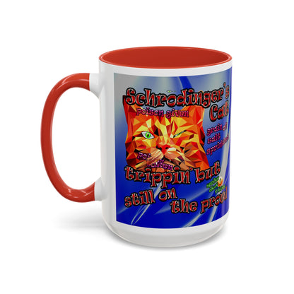 schrodinger's cat - Accent Mug (blue-white wave)