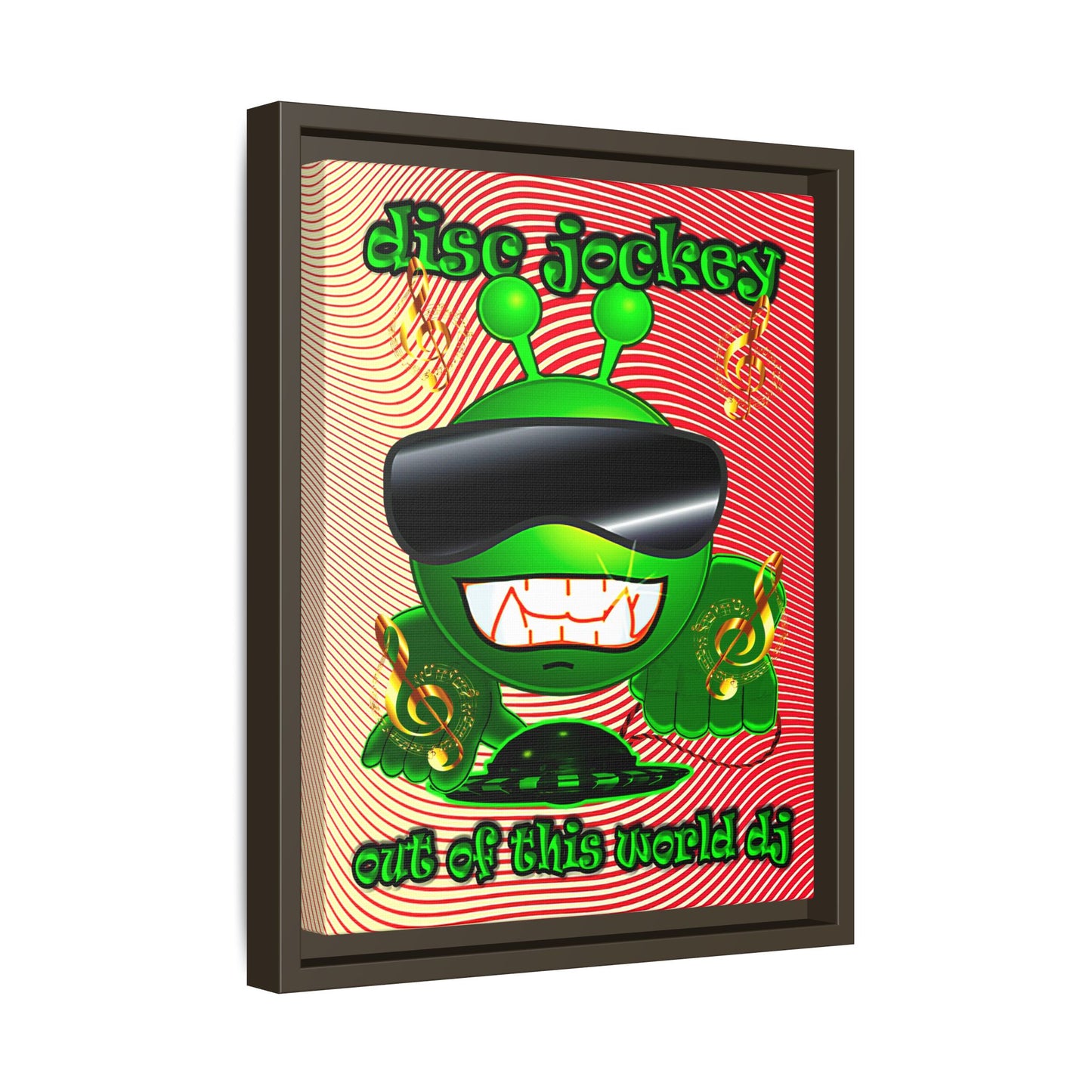 disc jockey - framed canvas art (yellow-orange wave)