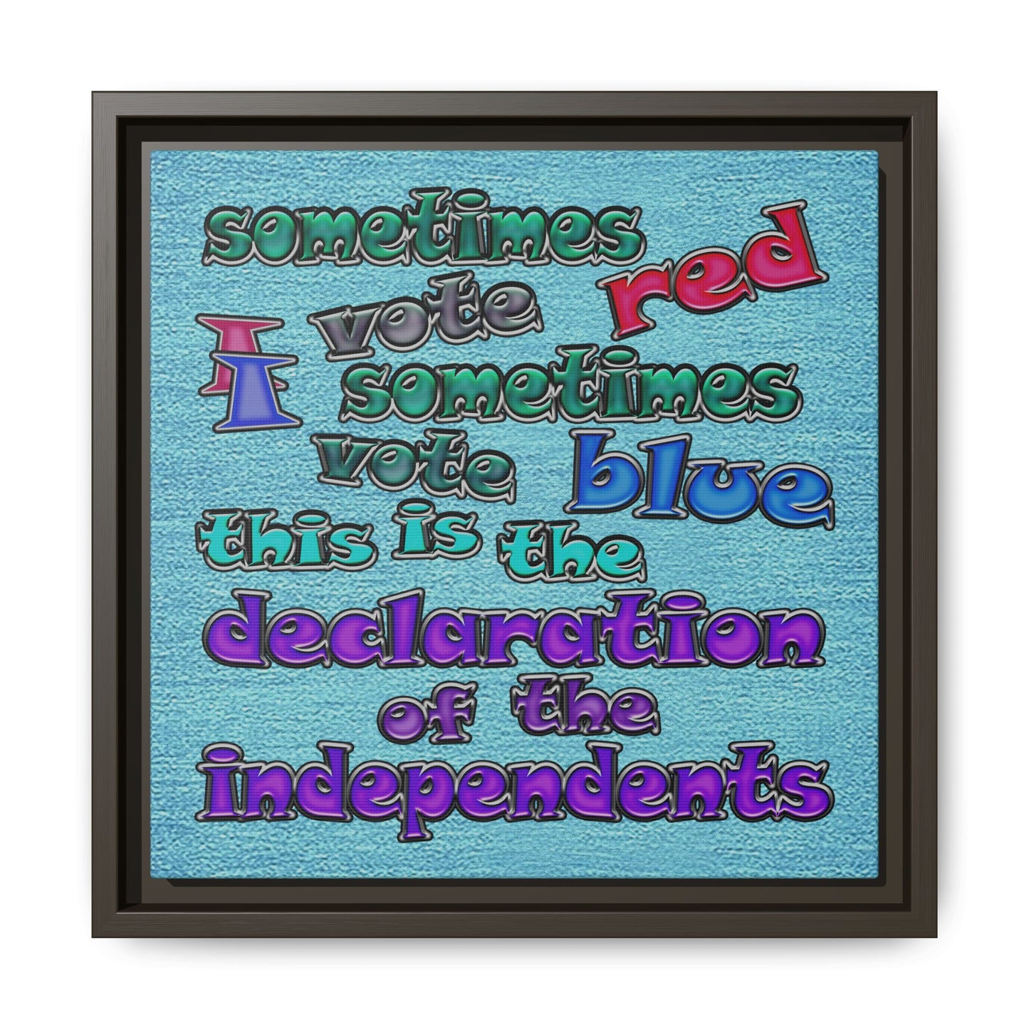 declaration of the independents - framed canvas art (faded blue)