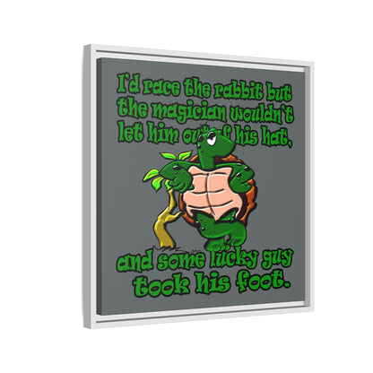 turtle race - framed canvas art (dark grey)