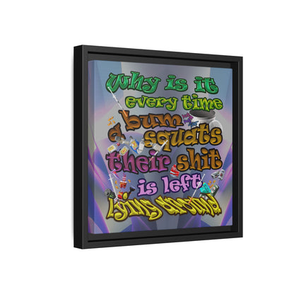 the bum's shit - framed canvas art (grey-pink wave)