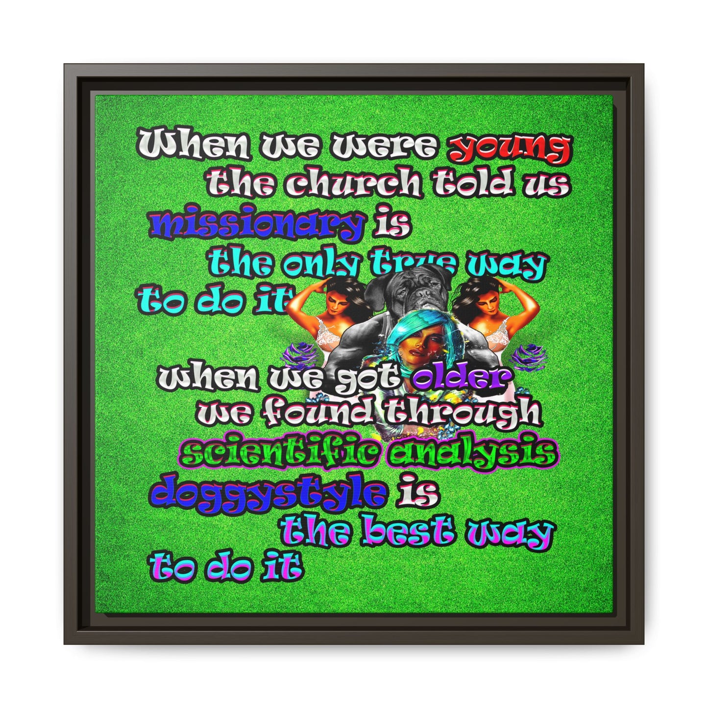 doggystyle - framed canvas art (green turf)