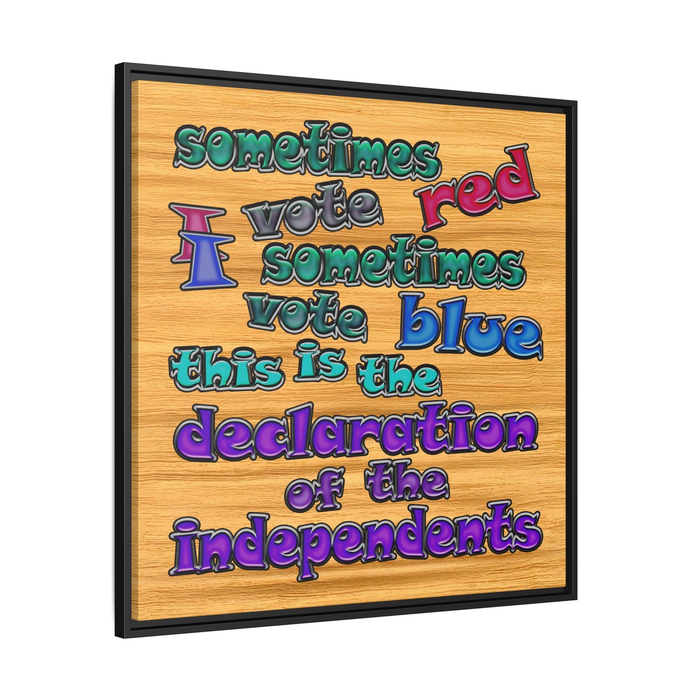 declaration of the independents - framed canvas art (butterscotch wood finish)