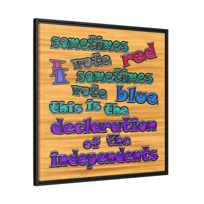 declaration of the independents - framed canvas art (butterscotch wood finish)