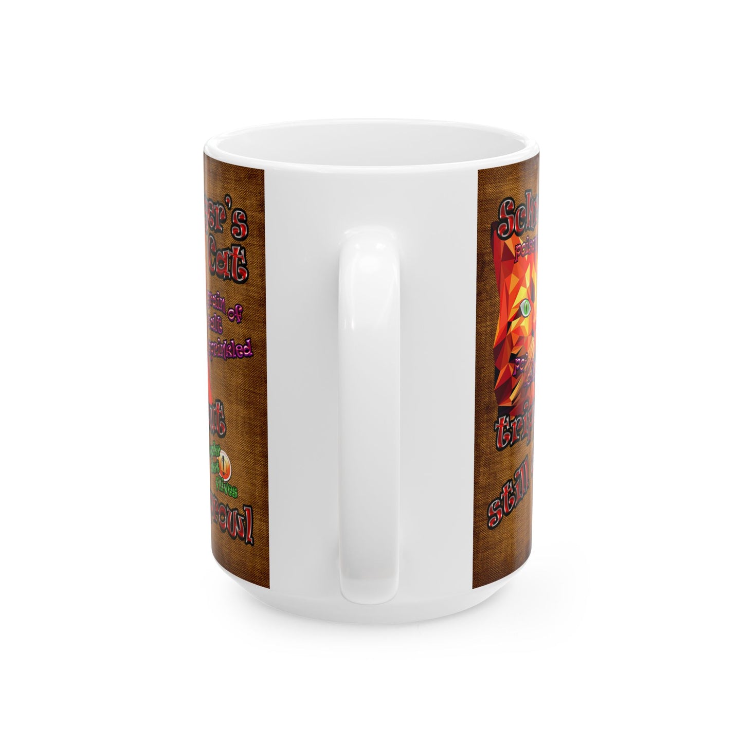 schrodinger's cat - White Mug (brown papyrus)