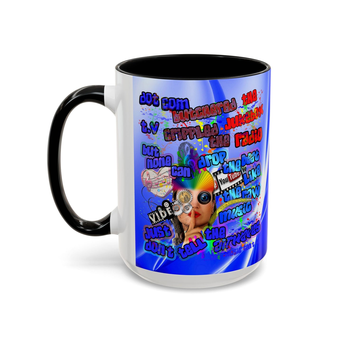 drop the beat - Accent Mug (blue-white wave)