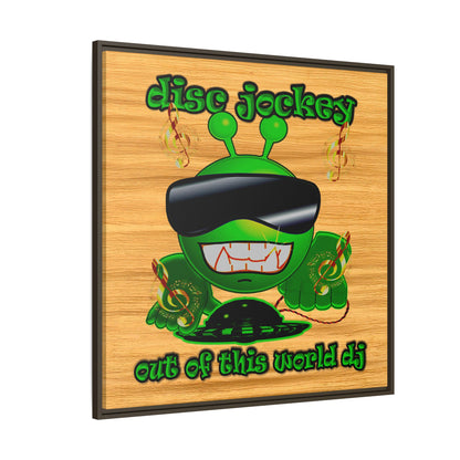 disc jockey - framed canvas art (butterscotch wood finish)