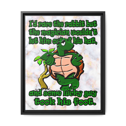 turtle race - framed canvas art (white marble)
