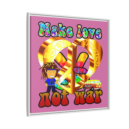 love peace - framed canvas art (light pink)
