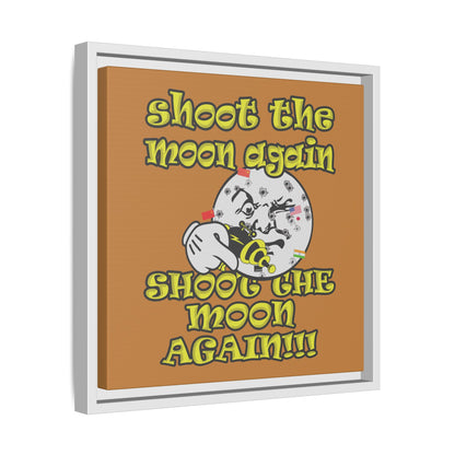 shoot the moon again - framed canvas art (light brown)