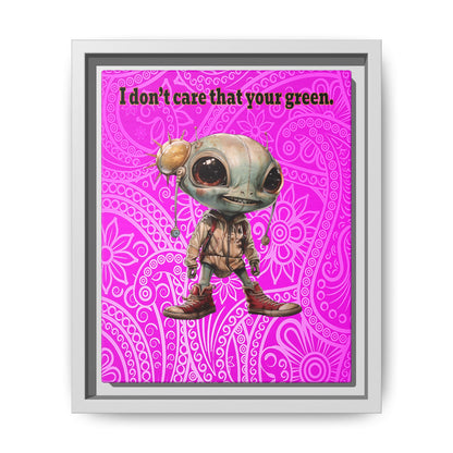 I don't care that your green - framed canvas art (pink swirl)