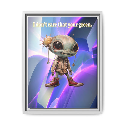 I don't care that your green - framed canvas art (grey-pink wave)