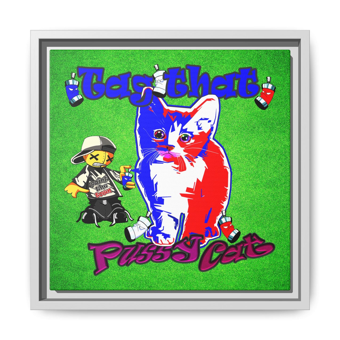 tag that - framed canvas art (green turf)